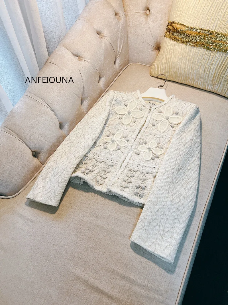 Женская бежевая верхняя одежда ANFEIOUNA Осеннее винтажное Королевское дамское