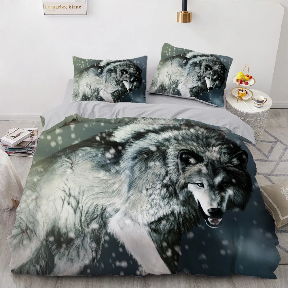 

3D Design Animal Wolf Bedding Set Comforter Shams Quilt Cover Pillow Shams Sets Single Double King Size Home Textile