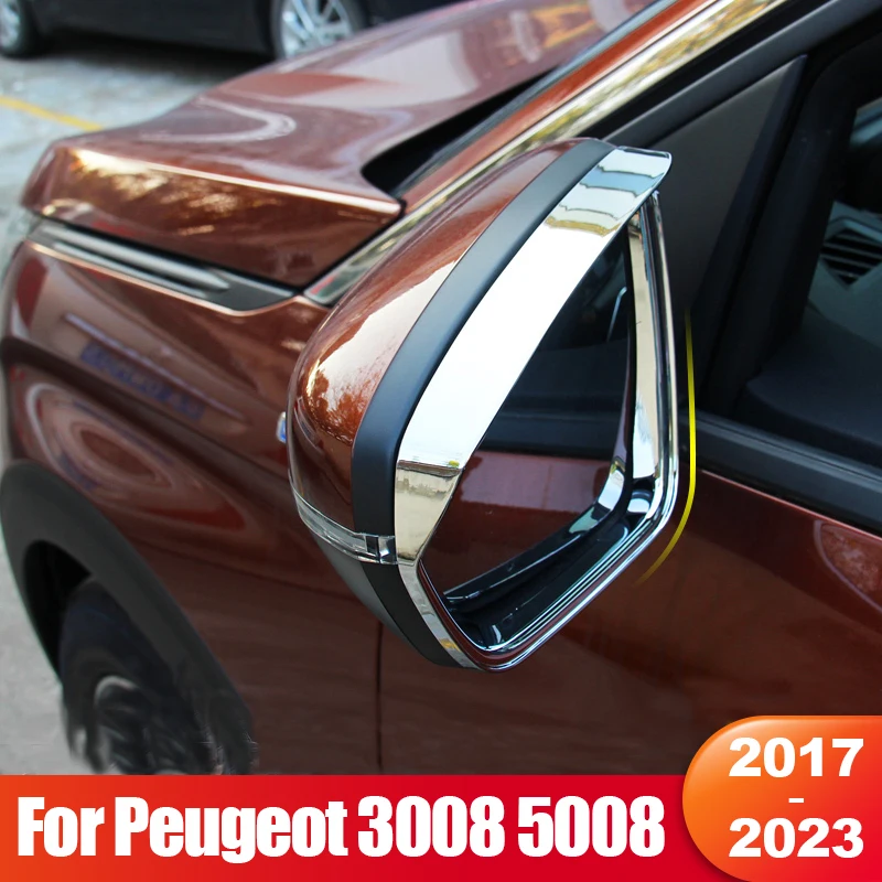 

For Peugeot 3008 5008 GT 2017 2018 2019 2020 2021 2022 2023 Car Rearview Mirror Eyebrow Rainproof Rain Trims Cover Accessories