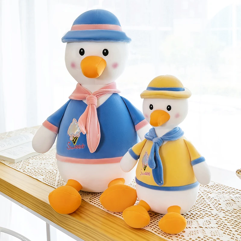 

65cm Cute Soft Hat Scarf Duck Plush Toys Office Nap Stuffed Animal Pillow Home Comfort Cushion Christmas Gift Doll for Kids Girl
