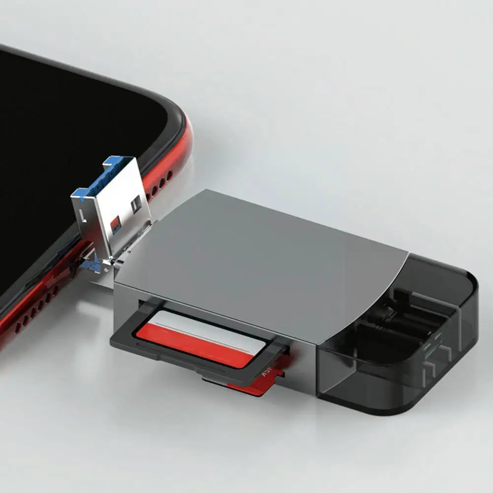 

Card Reader Simultaneous Reading TF/ SD / USB Dual Card Slot Design for Apple Type-C Mobile Phone and Computer OTG Converte K4X0