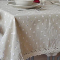 cotton linen tablecloth small daisy ramadan tablecloth rectangular waterproof and oilproof table cloth home kitchen decoration