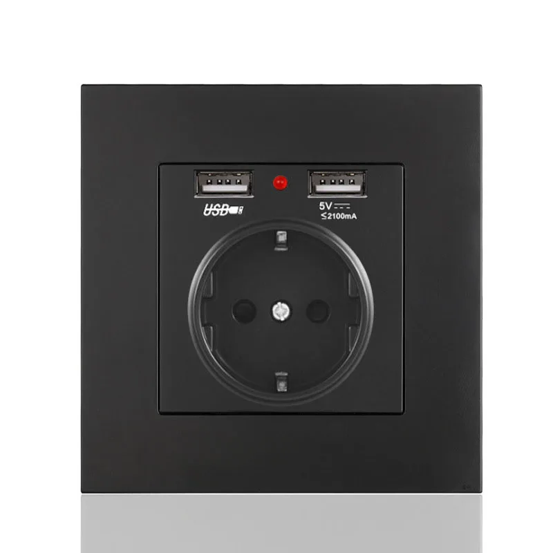 

Wall European Style With Double USB Socket EU Standard Germany Usb Outlet 86 Type Concealed Installation 110-250V