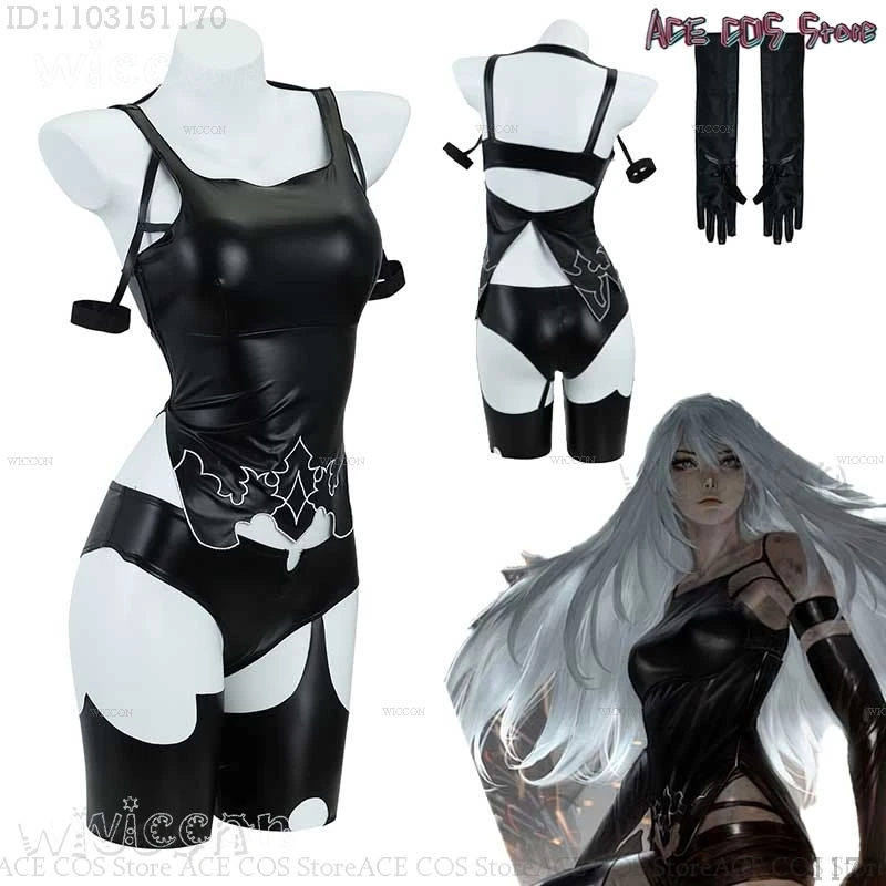 Nier Automata Yorha 2B Косплей Костюм Парик Женский Сексуальный Черный Длинные Волосы