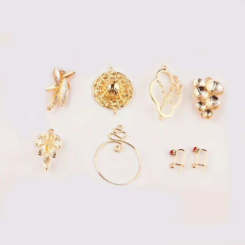 Латунная ветка с покрытием 24-каратным золотом 4 шт. бриллиантовые серьги ожерелье