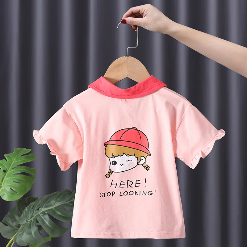 

Fashion Girls Cartoon Cotton Short Sleeve Polo Shirt Baby Toddler Summer Casual Tops Kids Clothes