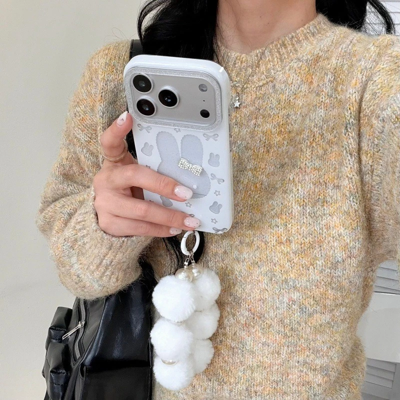 Милый чехол Kawaii Miffy для iPhone 1716 Pro Max 1514 Plus 1312 с блестками, стразами и бантом, противоударный, мягкий, для женщин (art.: 3920daee1da16) - 3920daee1da16