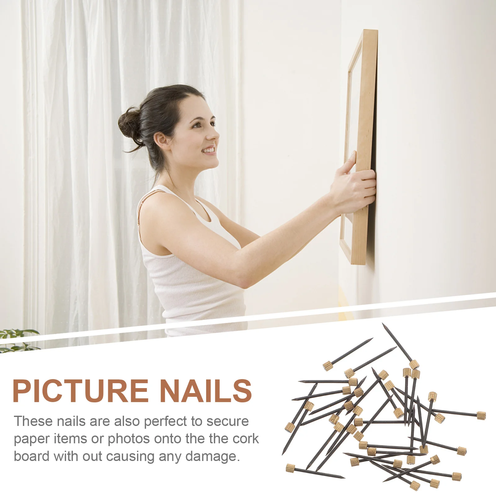 

50 Pcs Hardware Picture Nails Copper Fixing Assortment Kit Hanging Frames Pictures Caps Iron Hangers Metal Clothes