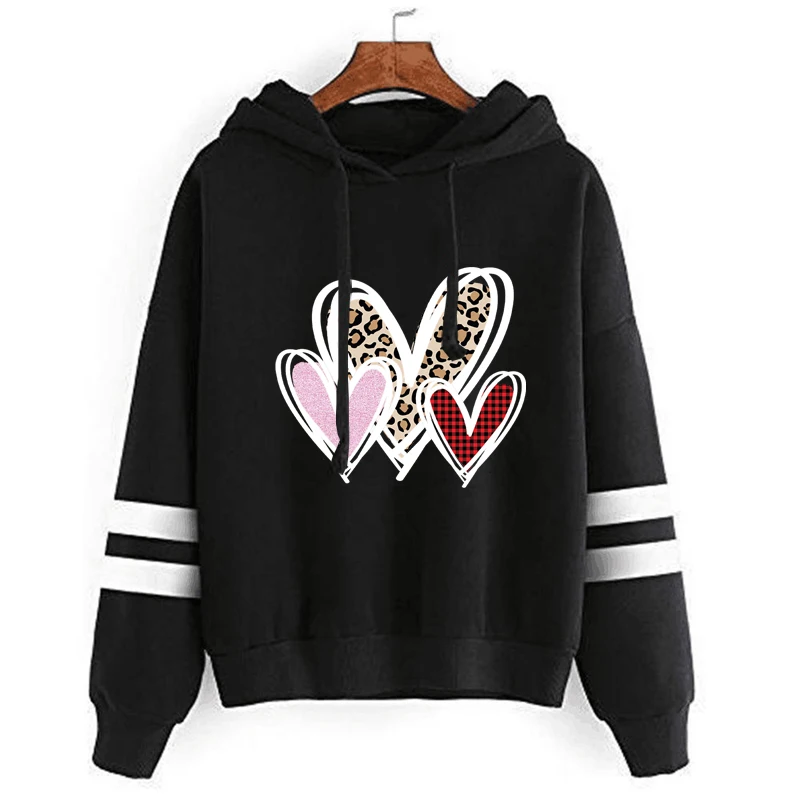 

Женская винтажная толстовка с капюшоном Love Hearts, с леопардовым принтом