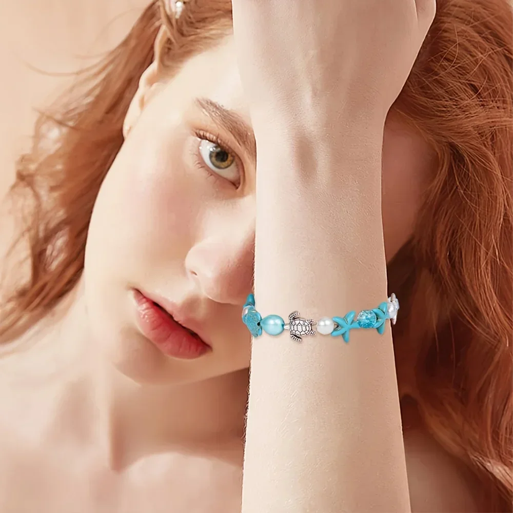 Бусины бирюзовые в виде черепахи морской звезды 20/40 шт.