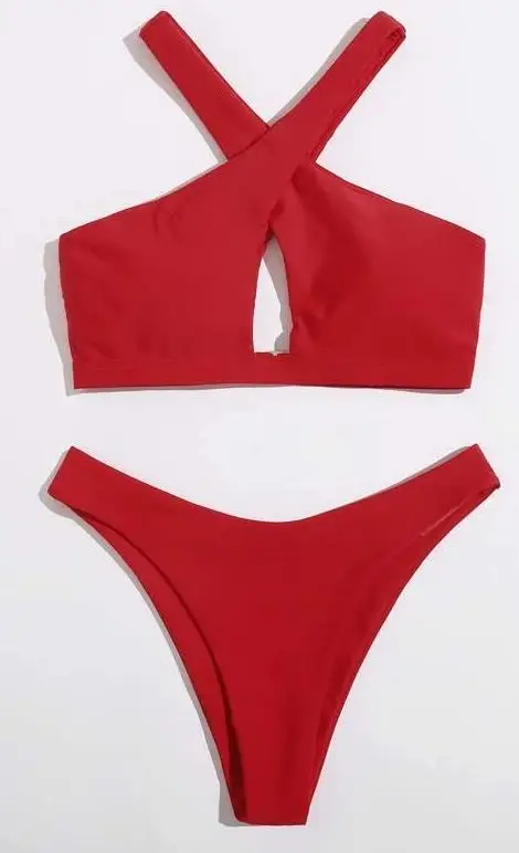 Новинка 2022 сексуальный раздельный купальник женское однотонное бикини из двух