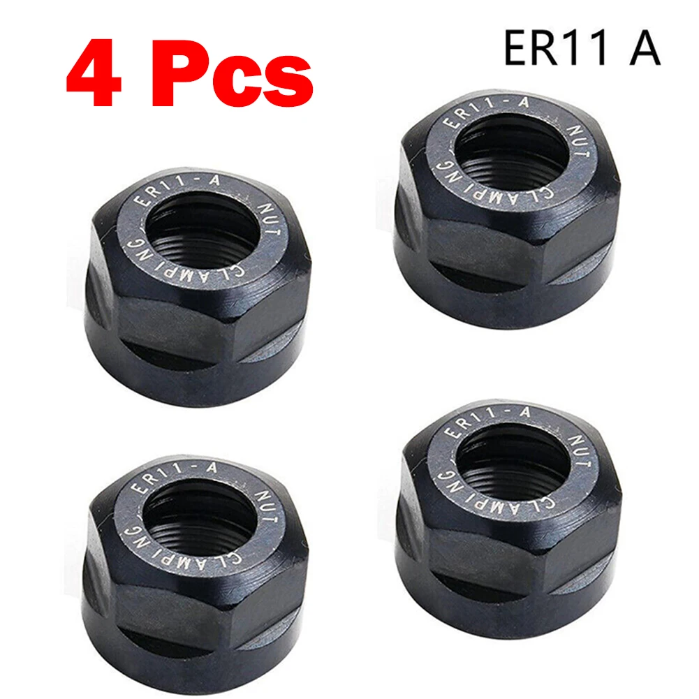 4pcs ER11 A Type Collet Clamping Nut For ER Collet Milling CNC Chuck Holder Lathe Grade 1 40CR Steel M14*0.75mm Clamping Nuts