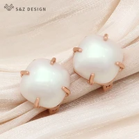 sz design new fashion elegant square imitation pearl drop earrings for women wedding classic jewelry rose gold color eardrop