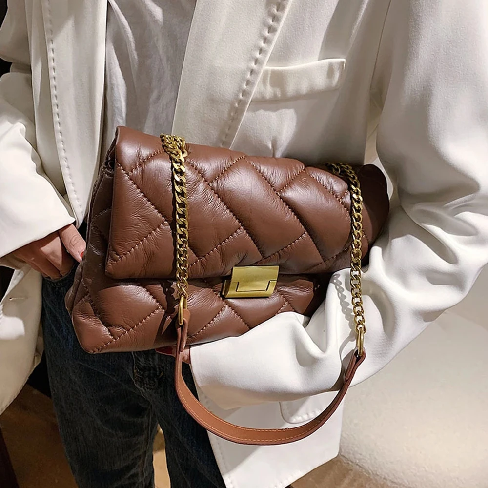 

Small Chains Women's Designer Handbags Luxury Brands Soft Quilted Crossbody Bags for Women 2022 Fashion Padded Shoulder Bag Tote