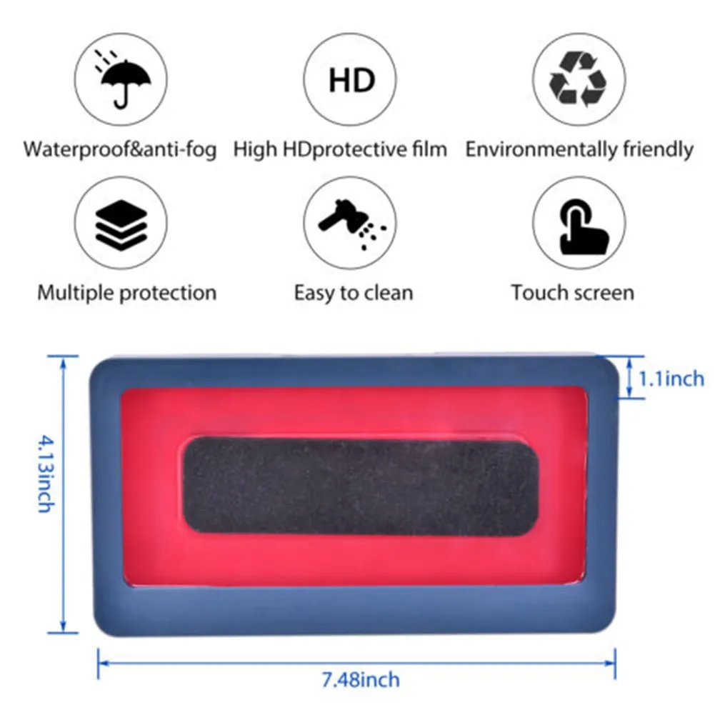 

Waterproof Mobile Phone Box Punch-free Wall-mounted Touch Screen Mobile Phone Holder Bathroom Shower Sealed Protection Storage