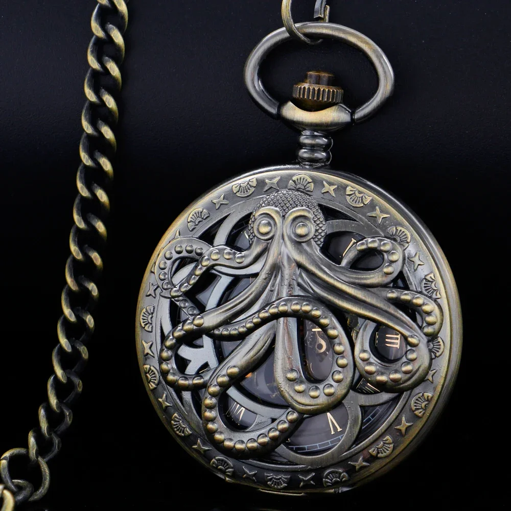 Механические карманные часы PJX1650 с дизайном осьминога