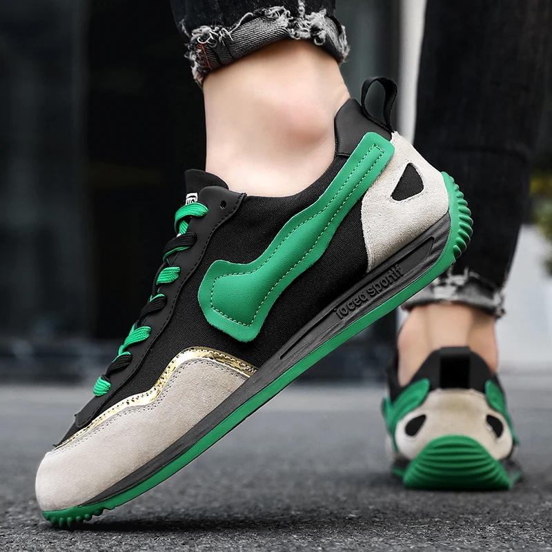 

Мужские кожаные кроссовки, Повседневная модная обувь для ходьбы и бега, роскошные дизайнерские теннисные туфли на плоской подошве, лоферы для студентов