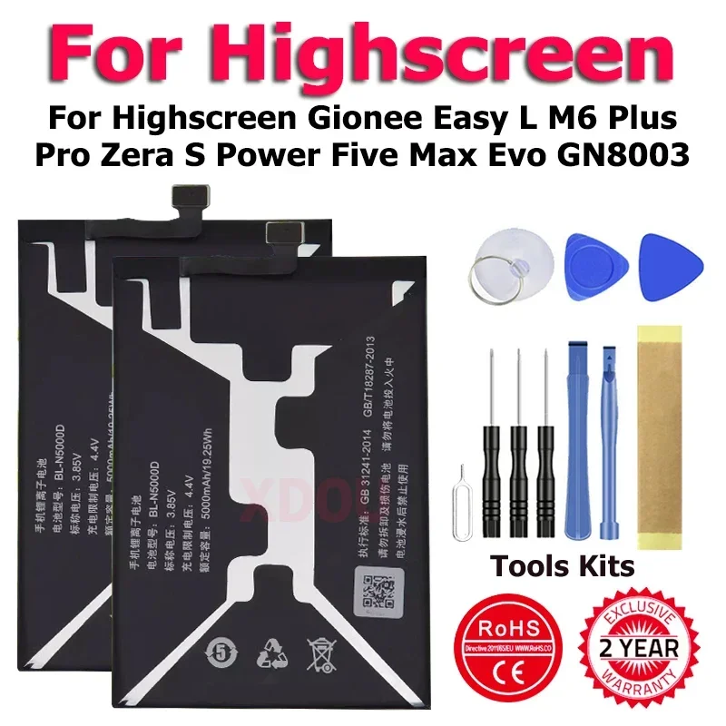 BL-N5000D PowerFiveEvo ZeraSPower EasyLPro Аккумулятор для Highscreen Gionee Easy L M6 Plus Pro Zera S Power Five Max Evo GN8003