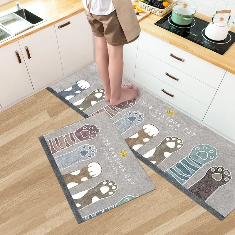 

Cartoon Kitchen Combination Floor Mats Long Kitchen Mats Waterproof Oil-Proof Mats Household Dirt-Resistant Non-slip Mats