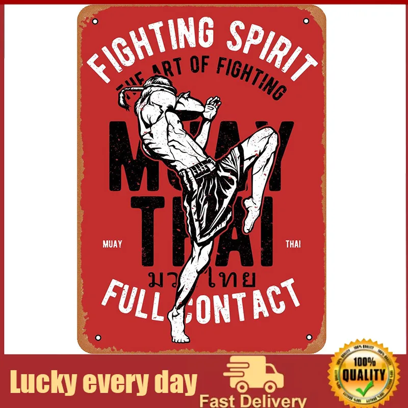

Fanzi Vintage Look Metal Sign - Martial Arts Full Contact Muay Thai - Tin Plate Wall Decor vintage decor farmhouse decor