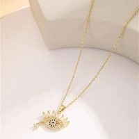 yc upgo fashion gold color ornate geometric crystal eye water drop pendant chain necklace for women boho simple gothic jewelry