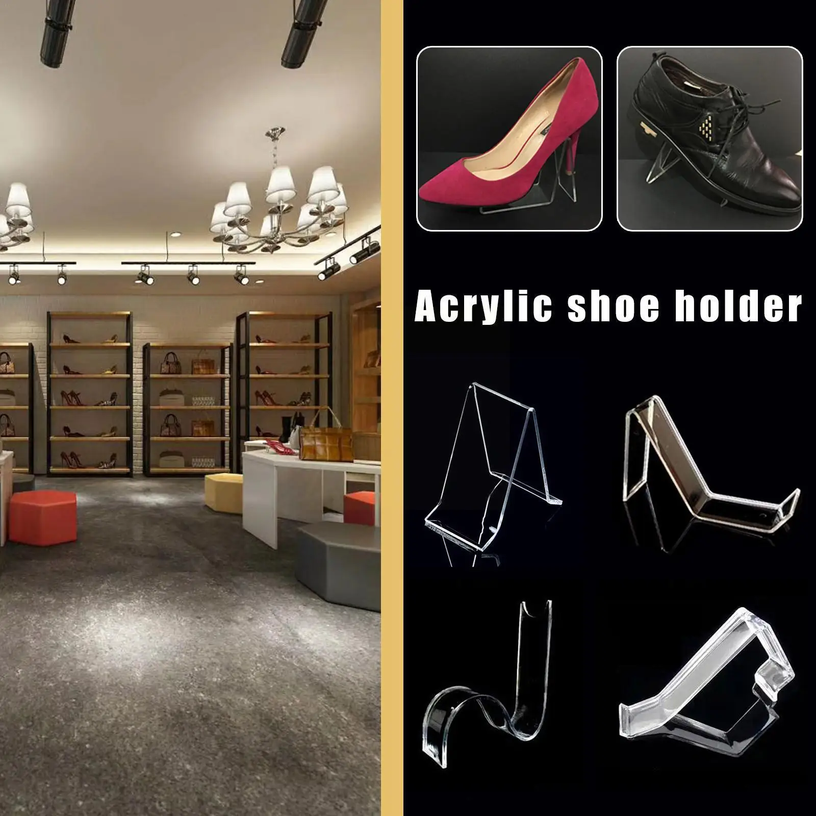 

Shoes Ract Clear L- Shape Acrylic Shoes Ract Holder Shop Plastic Shelf Shoe Stand Retail Display Hot Stands Store Display M6B6