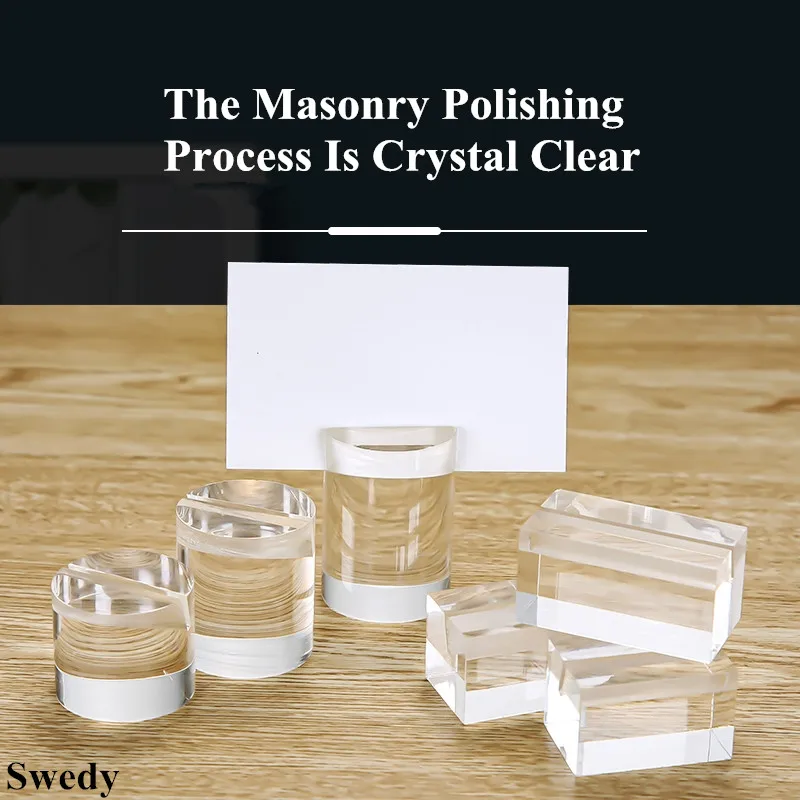 

Mini Place Card Holders Harp-Clip Table Number Holder Acrylic Crystal Table Menu Card Stand Wedding Photo Picture Frame