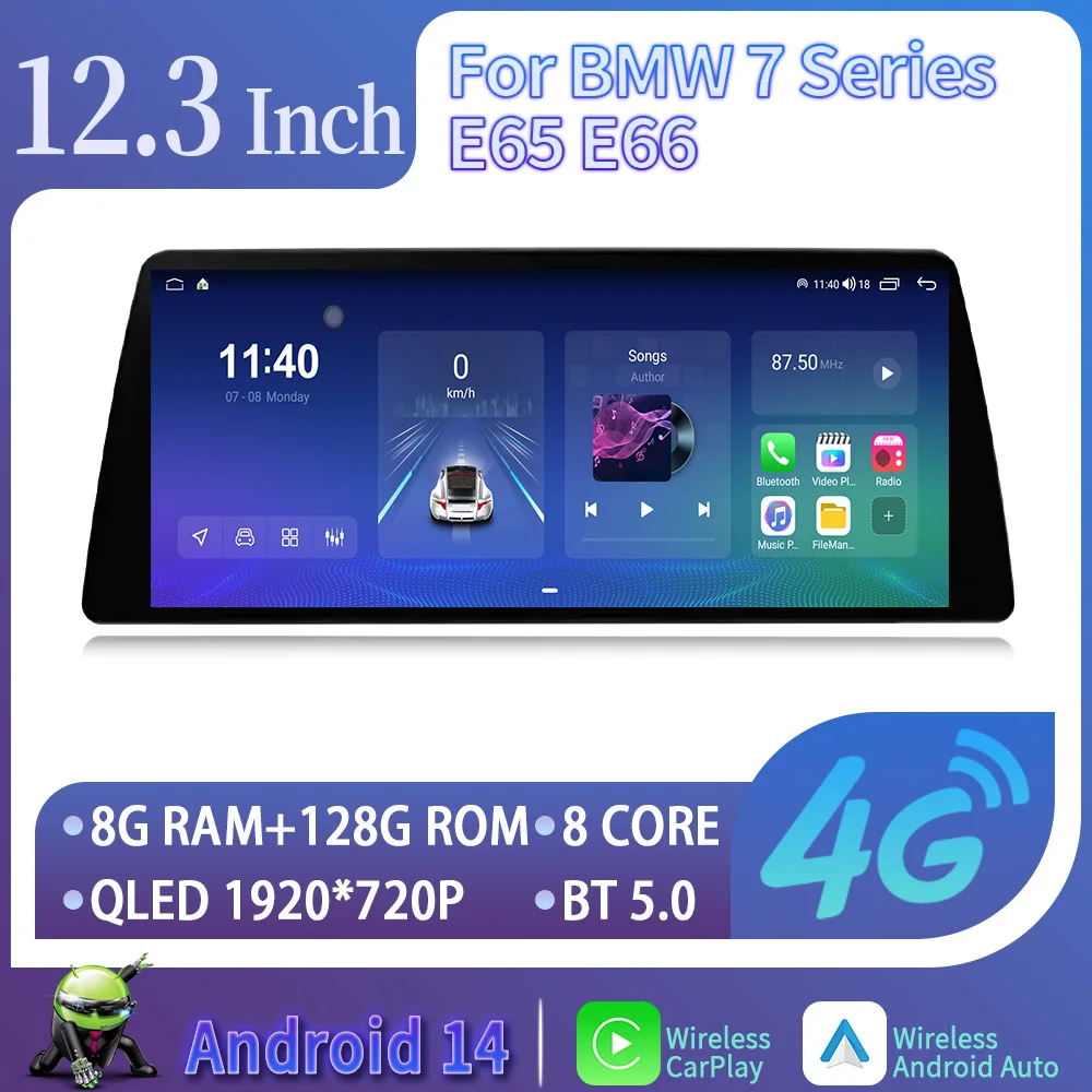 12 3 &quotдля BMW 7 серии E65 E66 Android 14 авто автомобильный радиоприемник навигация GPS