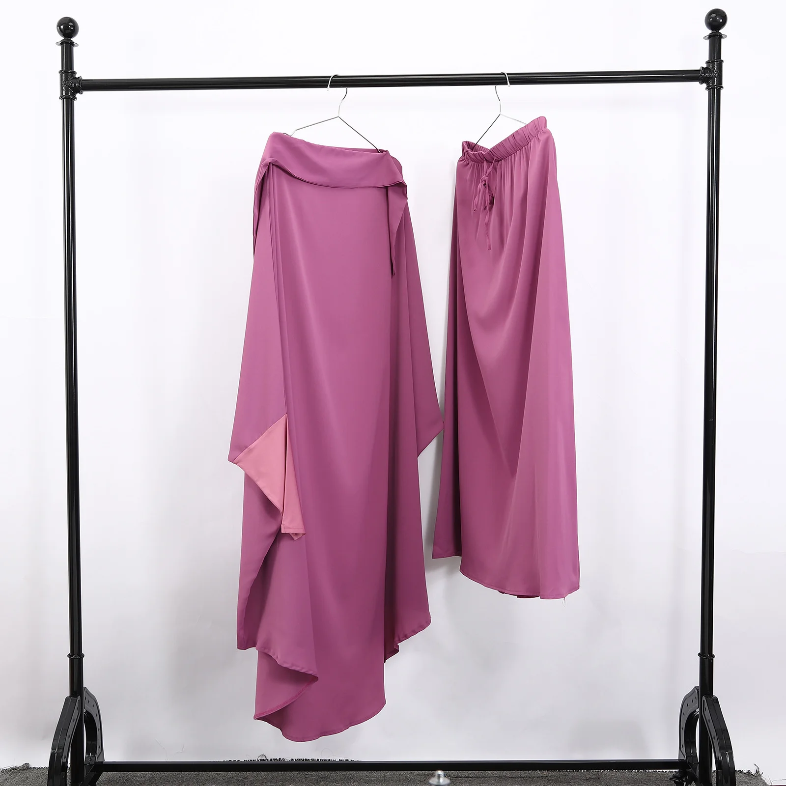 Eid Hooded Muslim Women Overhead Hijab Two Piece Dress Skirt Prayer Garment Jilbab Abaya Long Khimar Ramadan Full Cover Clothing