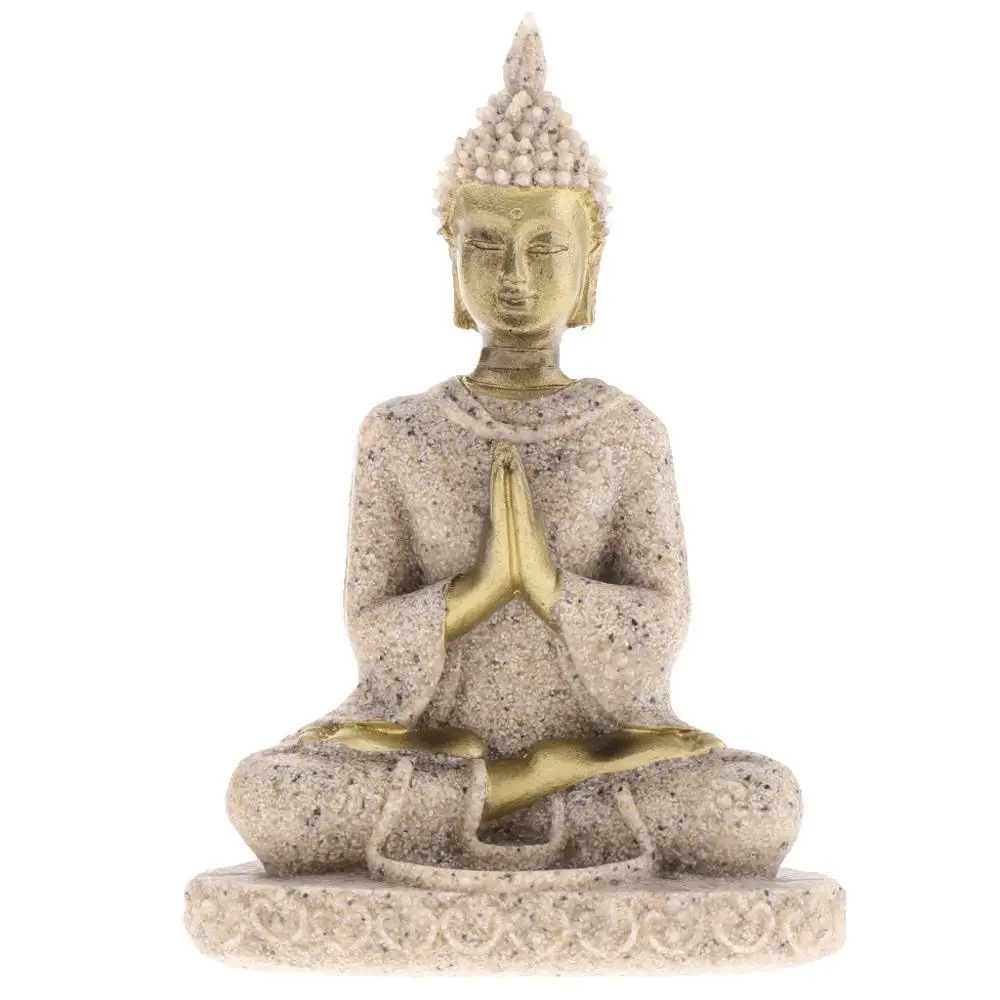 

MagiDeal The Sandstone Meditation Buddha Statue Sculpture Handmade Figurine Meditation Miniatures Ornament Statue Home