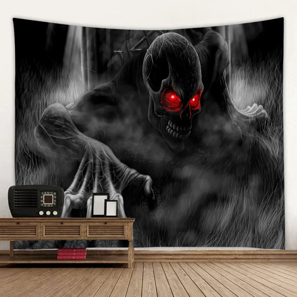 Скелет ужасов гобелен скелет судья thug зло призрак принт мягкий и простой в уходе