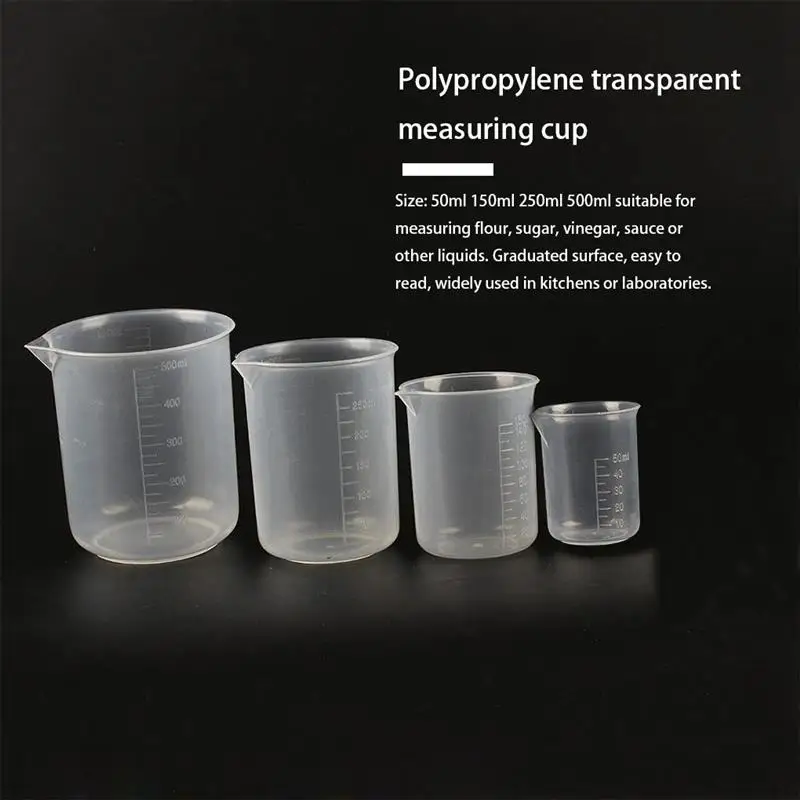 

4Pcs/set Transparent Measuring Cup Kitchen Baking Measuring Cup Scale Measuring Tools for Laboratory 500ml/250ml/150ml/50ml