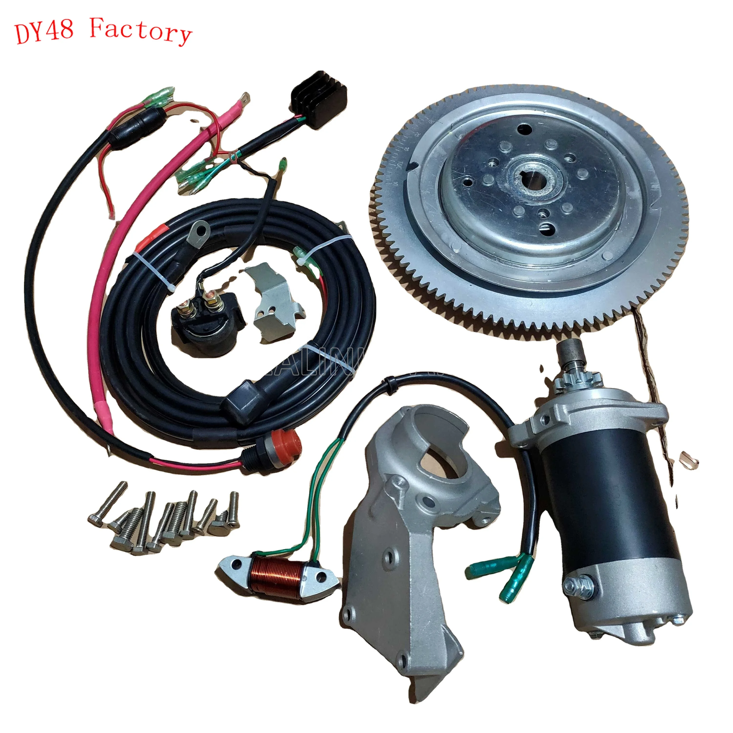 

T30 ELECTRIC START KIT FOR YAMAHA F30HMHS/L HWL MHL 2T 496CC T25 E30 25 30HP OUTBOARD STARTER MOTOR FLYWHEEL CHARGE COIL SWITCH