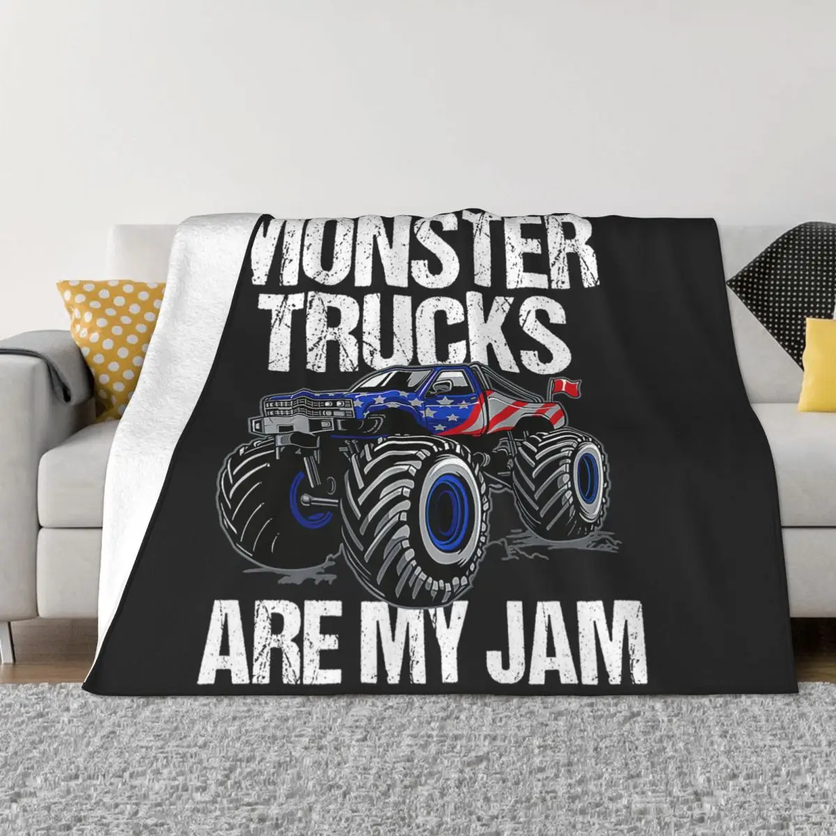 

Одеяло для внедорожника Monster Jam, прикольное бархатное покрывало с принтом, для кровати, путешествий