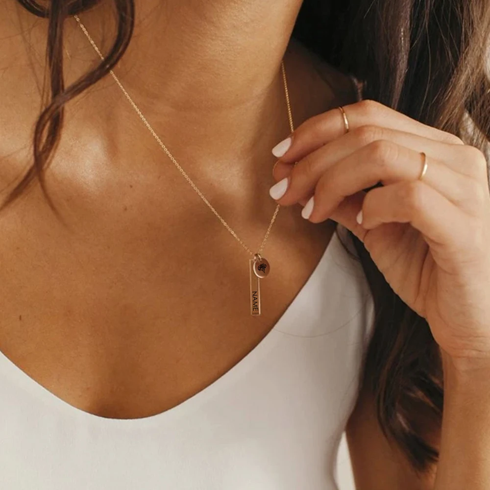 Orazio Engraving Custom Necklace Gold Color Heart With Pattern Stainless Steel Pendant Choker Chains For Women/Man Gifts