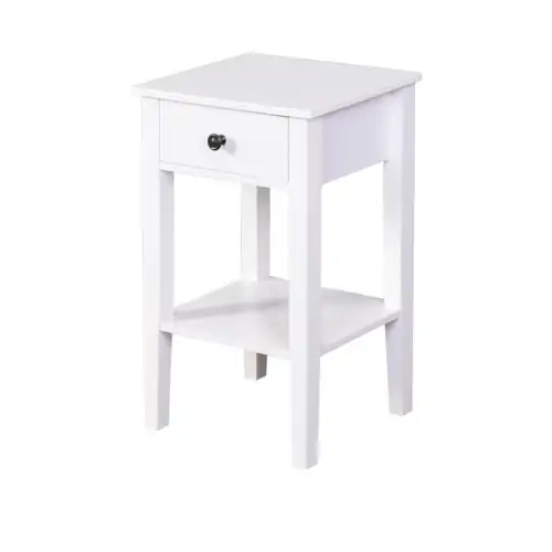 

NONE Bathroom Floor-standing Storage Table with a Drawer-Wood-White
