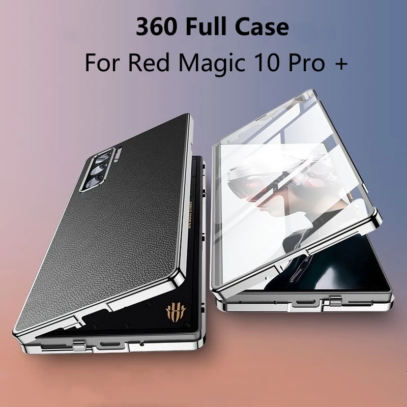 Полный чехол 360 для Red Magic 10 Pro Plus кожаный из закаленного стекла Nubia RedMagic
