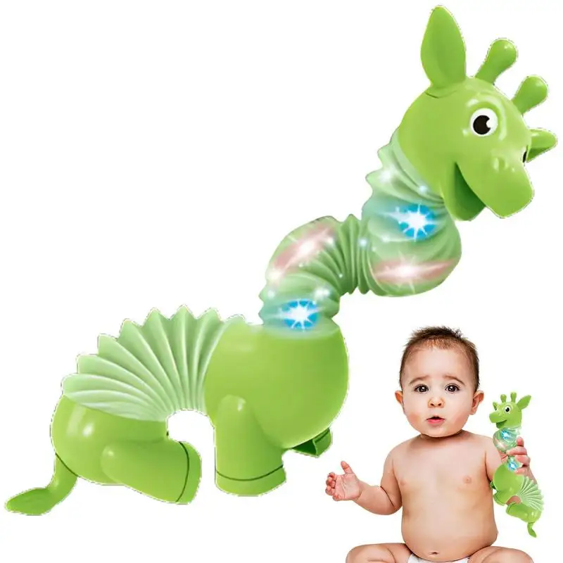 

LED Flash Light-emitting Telescopic Dinosaur Tube Bending Toy Tubes Kid Bellow Stress Relieve Anti-stress Sensory Toy