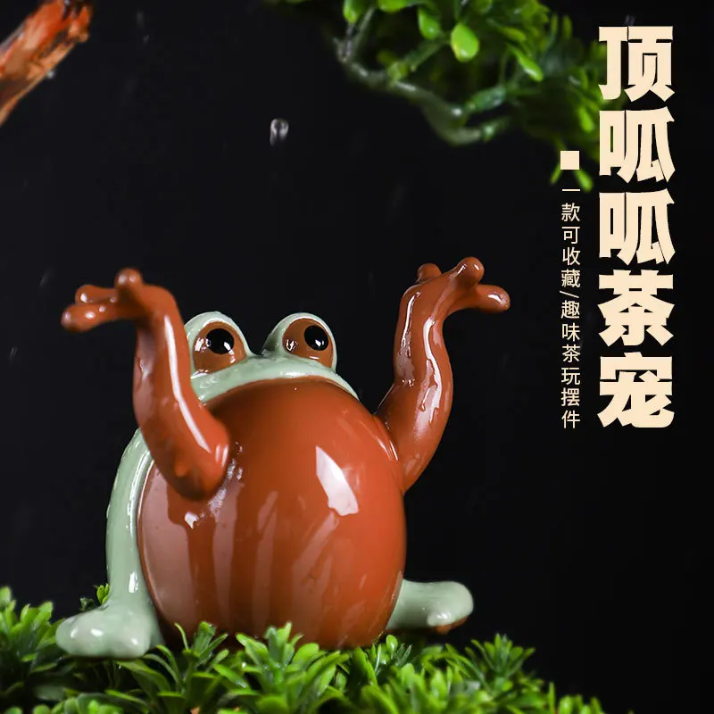 

Purplue Sand Tea Pet Frog Ornaments Creative Purple Sand Crafts Cute Chinese Zodiac Cow Tea Carve Kung Fu Tea Ceremony Utensil