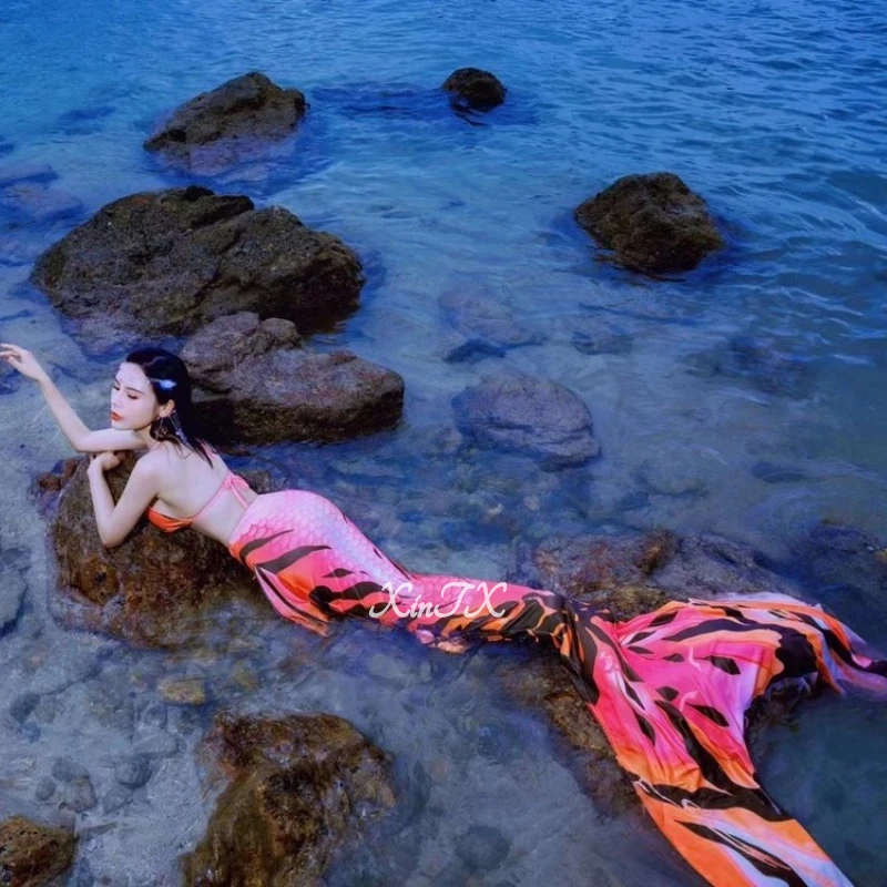 Disfraz de sirena personalizable para adultos y niños, traje de baño para playa, espectáculo de buceo, Cosplay, 2022