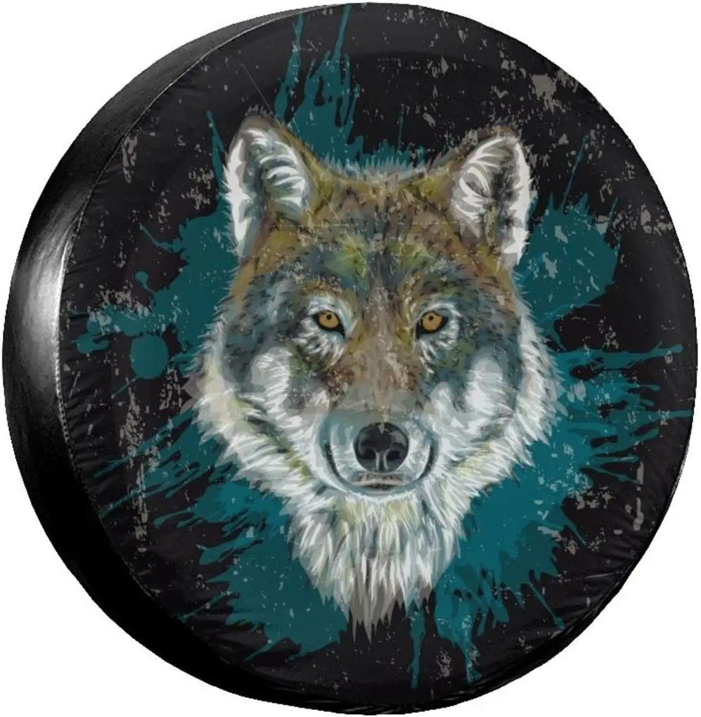 

Spare Tire Cover Universal Tires Cover Wolf Car Tire Cover Wheel Weatherproof and Dust-Proof UV Sun Tire Cover (Fits for