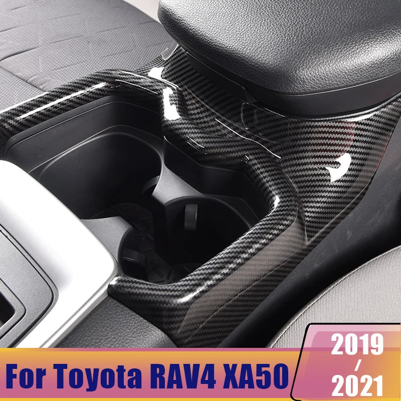 

For Toyota RAV 4 RAV4 2019 2020 2021 2022 XA50 ABS Car Front Row Water Cup Holder Cover Frame Panel Trim Sticker Accessories