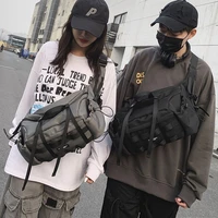 woman waist bag large capacity unisex nylon fanny pack street trend black chest bag hip hop crossbody bag phone pack