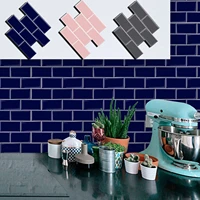 10 pieces dark blue subway tile self adhesive peel and stick backsplash brick wall sticker diy bathroom kitchen home decor
