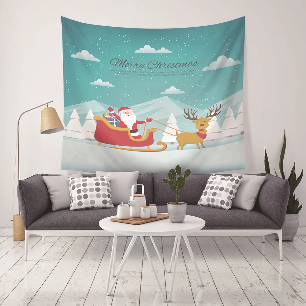 

Рождественский гобелен с изображением мультяшного оленя, украшение для комнат, Настенный декор, гобелен, одеяло в эстетике йоги, пляжное по...
