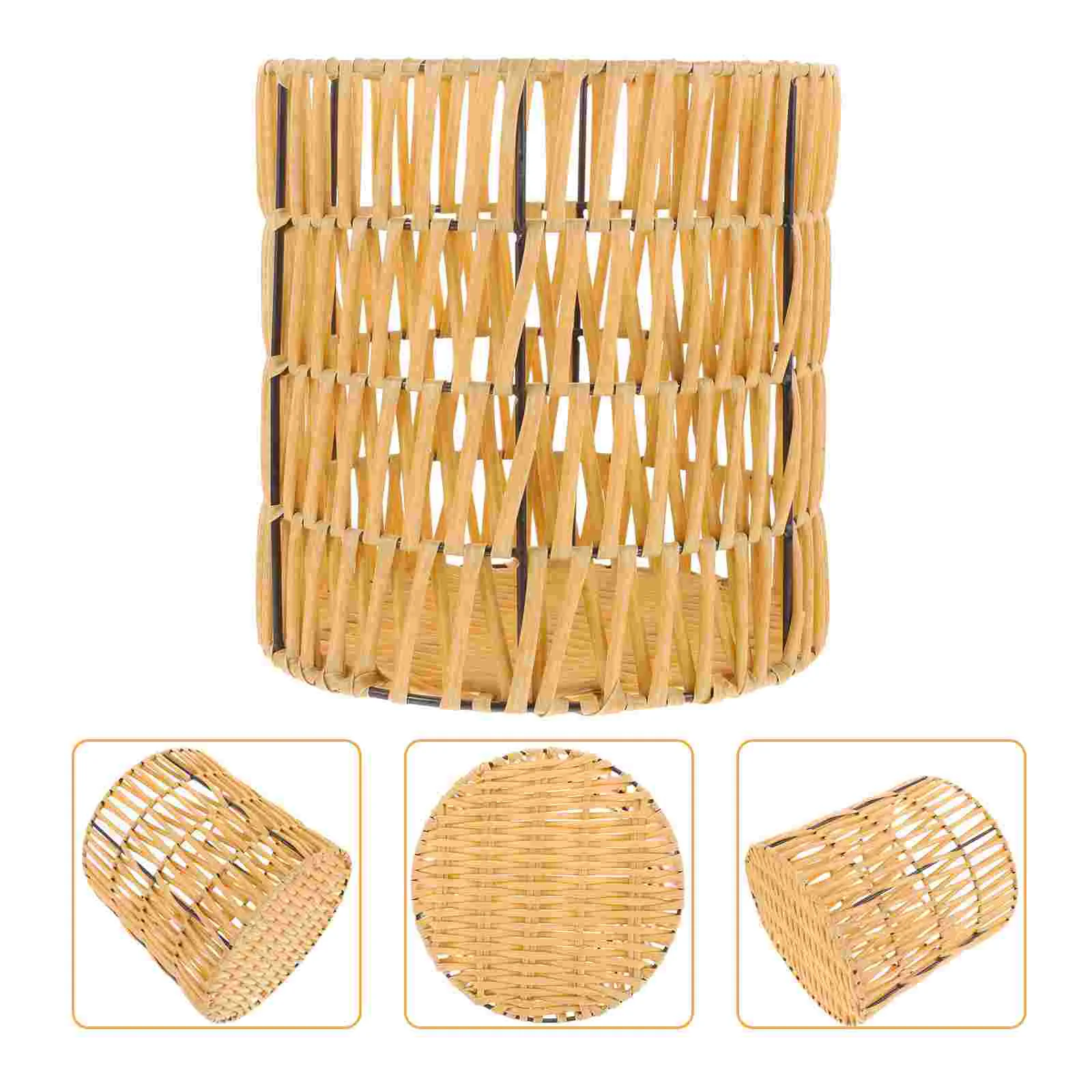 

Basket Woven Trash Bin Wicker Rattan Waste Can Garbage Storage Planter Seagrass Laundry Fruit Container Sundries Wastebasket