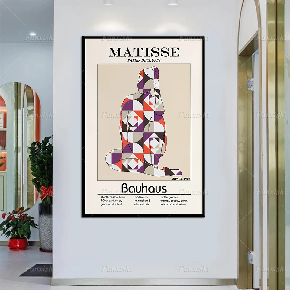 

Mattise Woman Prints Bauhaus Contour,Mid Century Modern Art Papier Decoupes Posters,Mid Century Abstract Trendy Wall Art Prints