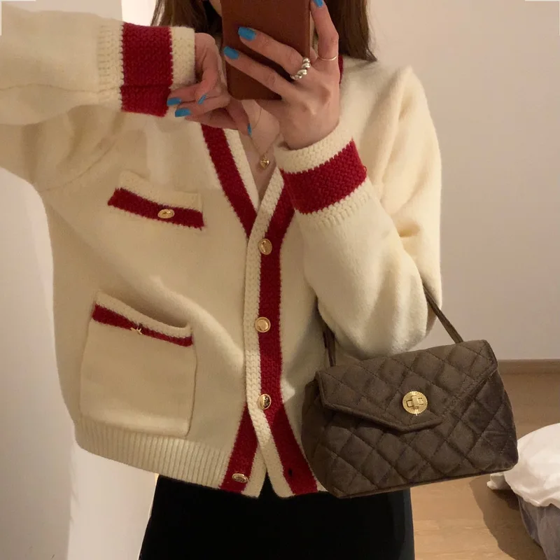 

Classic Style V-neck Knitted Cardigan Women 2022 Spring Autumn New Soft Coat Top Sweaters for Women Casaco Feminino