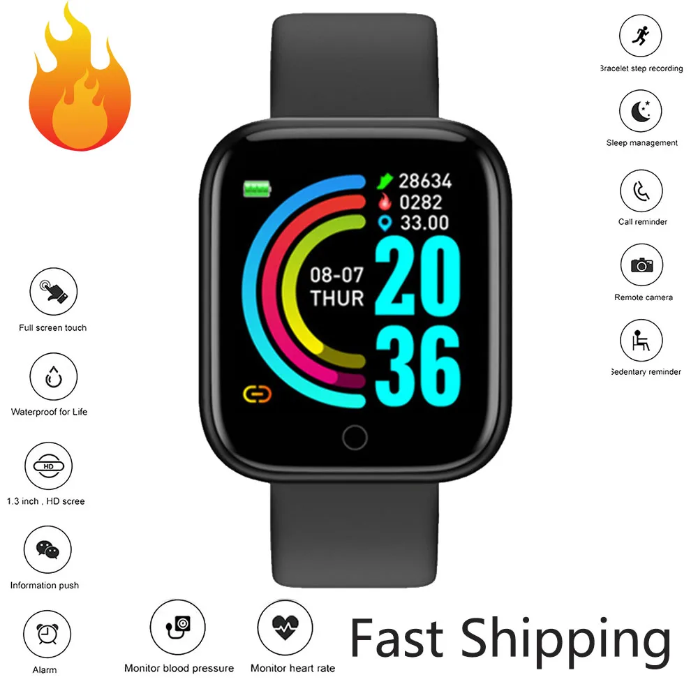

Y68 Bracelet Message Reminder 1.44 HD Screen Waterproof Digital Watches Heart Rate Exercise Pedometer Wearable Watch SmartWatch