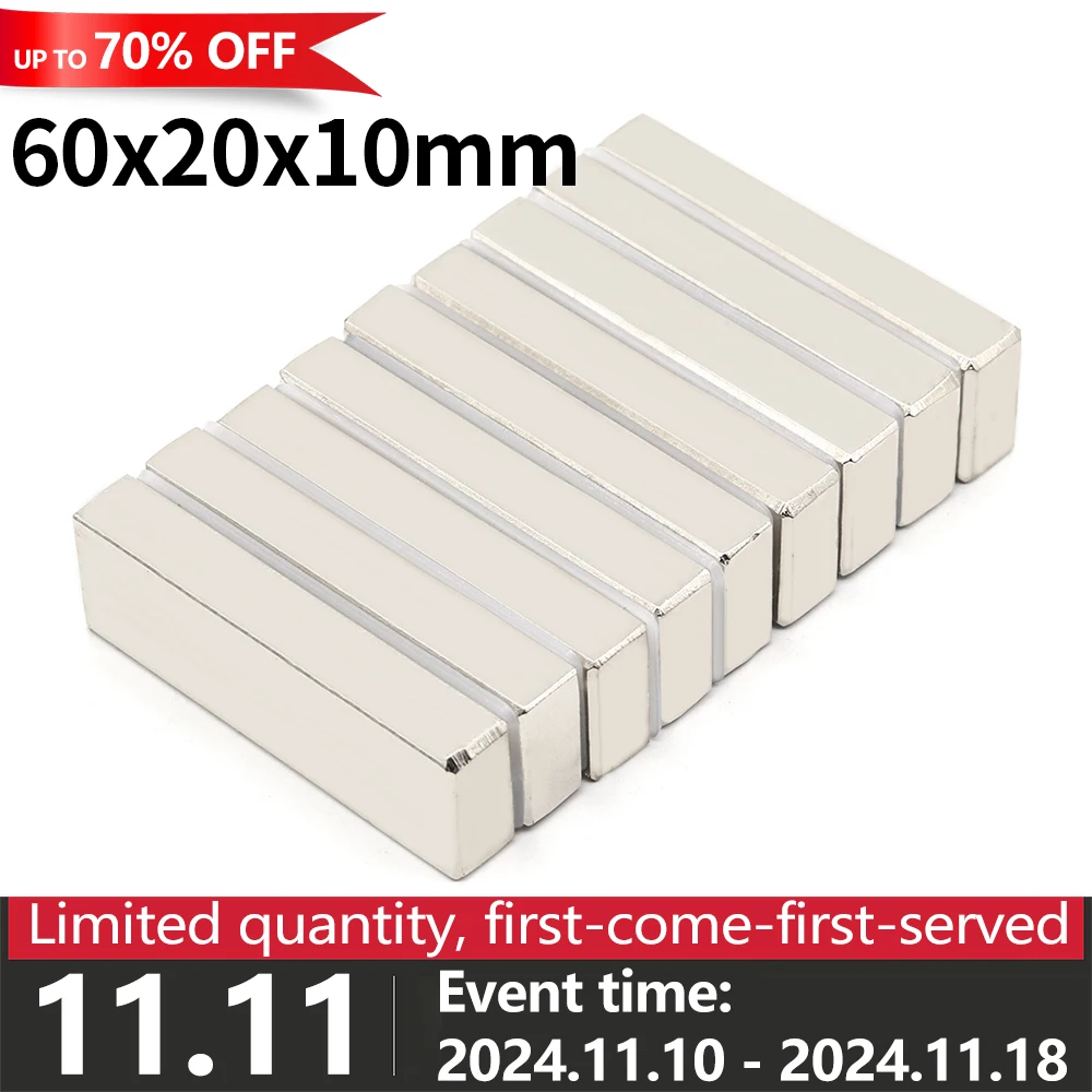 Неодимовый магнит 60x20x10 Блок NdFeB N35 60 мм x 20 10 Супер мощный постоянный Imanes 60*20*10 1/2/5/10